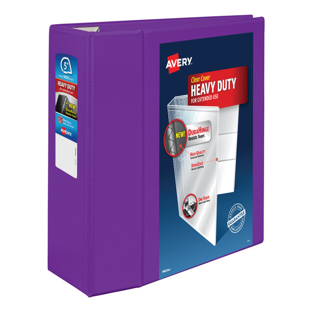 AVERY PRODUCTS CORPORATION 79816 Avery Heavy-Duty View 3-Ring Binder With Locking One-Touch EZD Rings, 5in D-Rings, 38% Recycled, Purple AVERY PRODUCTS CORPORATION 79816 Avery Heavy-Duty View 3-Ring Binder With Locking One-Touch EZD Rings, 5in D-Rings, 38% Recycled, Purple