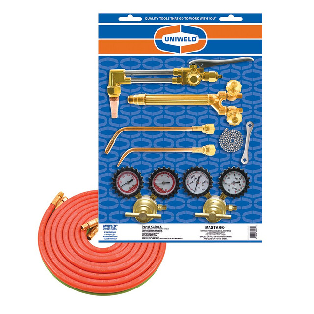 Uniweld KL550-5 Oxygen/Acetylene Torch Kits; Maximum Cutting: 2 (Inch); Maximum Heating Capacity: 56000F ; Welding Capacity: 1-1/4 (Inch)