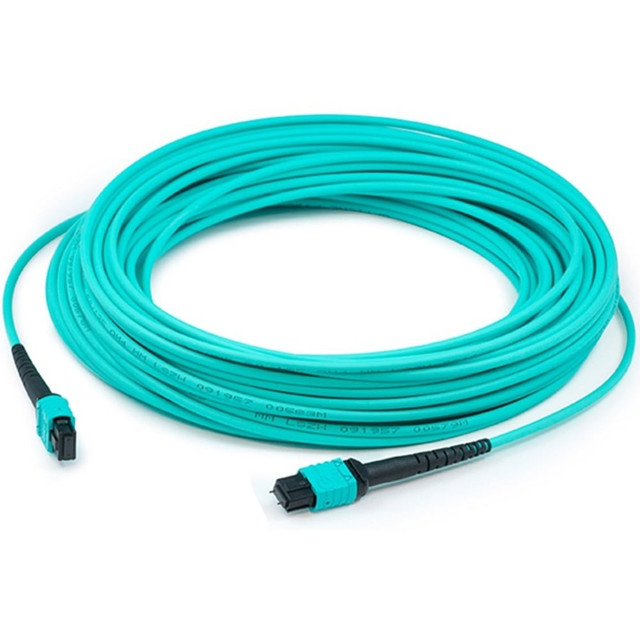 ADD-ON COMPUTER PERIPHERALS, INC. ADD-MPOMPO-30M5OM4 AddOn 30m MPO (Female) to MPO (Female) 12-strand Aqua OM4 Crossover Fiber OFNR (Riser-Rated) Patch Cable - 100% compatible and guaranteed to work in OM4 and OM3 applications