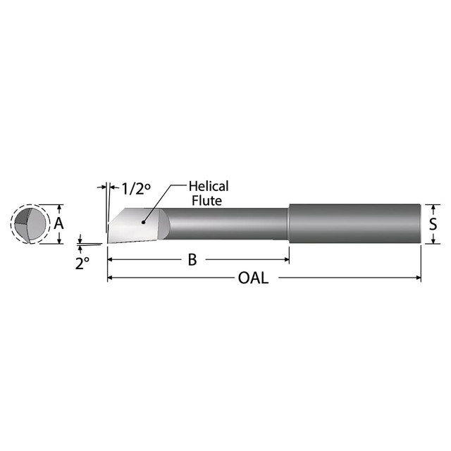 Scientific Cutting Tools HB1501250A Helical Boring Bar: 0.15" Min Bore, 1-1/4" Max Depth, Right Hand Cut, Submicron Solid Carbide