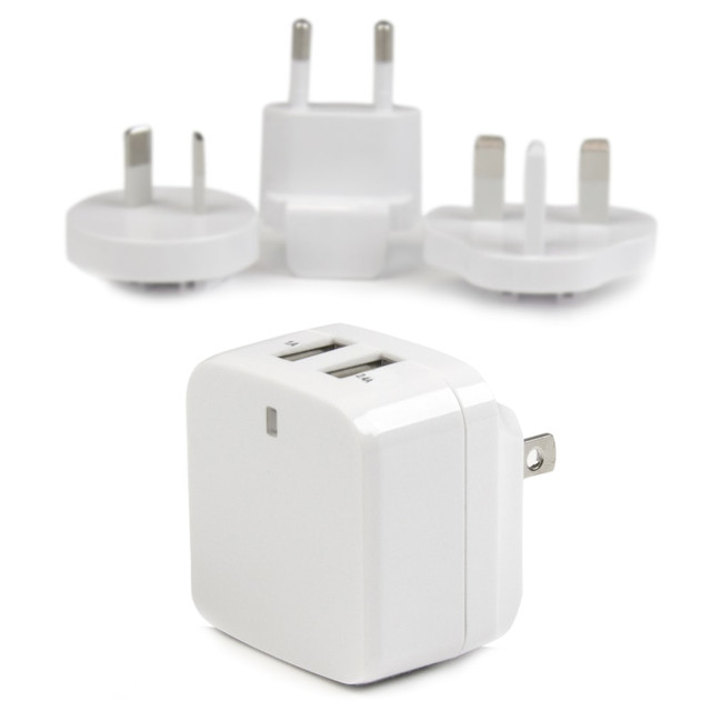 STARTECH.COM USB2PACWH  Travel USB Wall Charger - 2 Port - White - Universal Travel Adapter - International Power Adapter - USB Charger