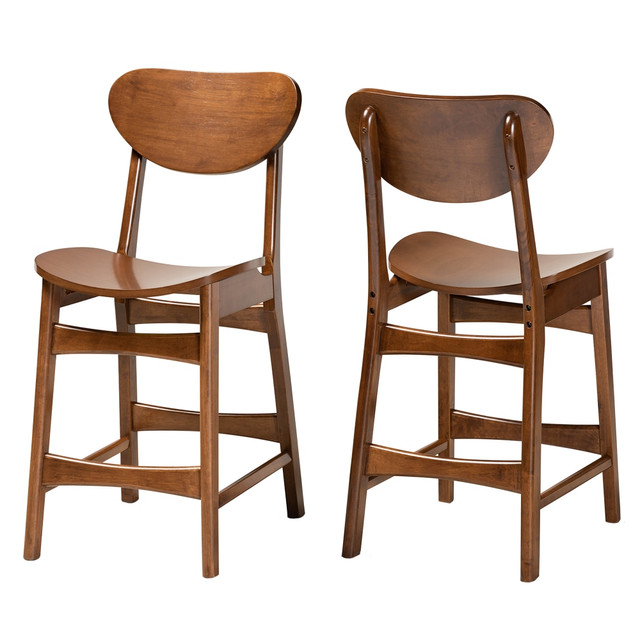 WHOLESALE INTERIORS, INC. 2721-11640 Baxton Studio Katya Counter Stools, Walnut Brown, Set Of 2 Stools