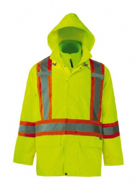 Viking 6400JG-XXXXL Rain Jacket: Size 4X-Large, High-Visibility Lime, Polyester