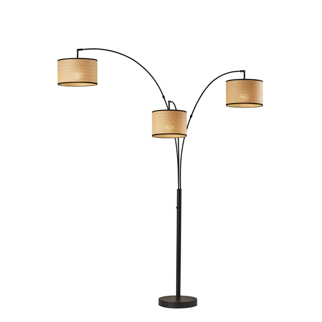 ADESSO INC Adesso 4250-12  Bowery 3-Arm Arc Lamp, 82inH, Natural Shade/Antique Brass Base