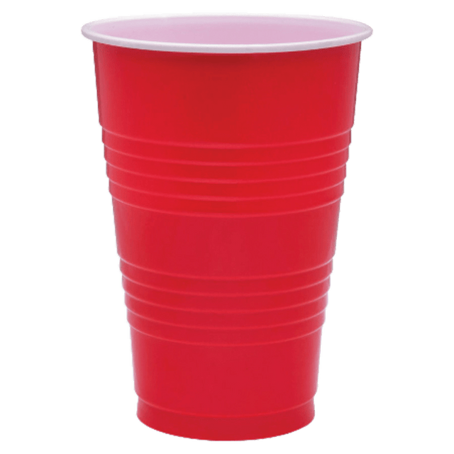 GENUINE JOE 11251  Plastic Party Cups, 16 Oz, Red, Pack Of 50