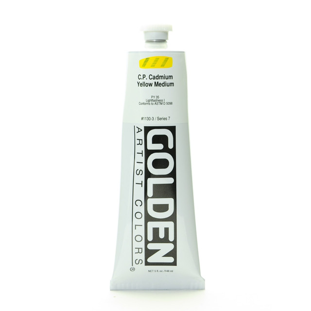 GOLDEN ARTIST COLORS, INC. 1130-3 Golden Heavy Body Acrylic Paint, 5 Oz, Cadmium Yellow Medium (CP)