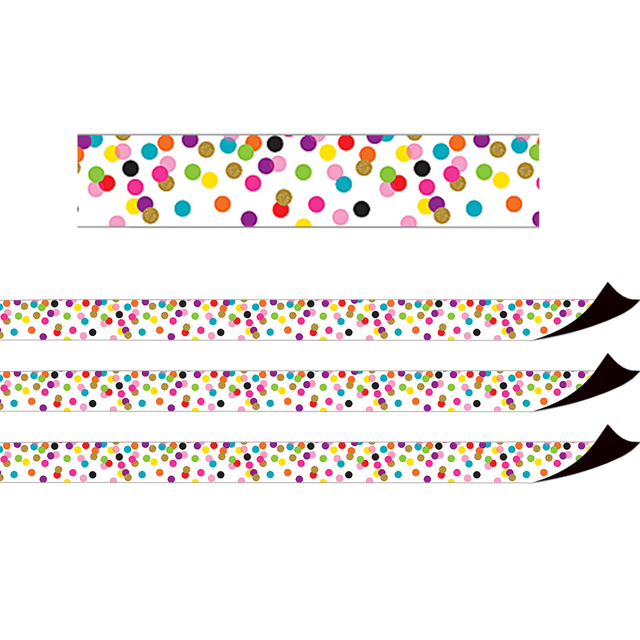 EDUCATORS RESOURCE TCR77149-3 Teacher Created Resources Magnetic Borders, 24in x 1-1/2in, Confetti, 12 Boarders Per Pack, Set Of 3 Packs