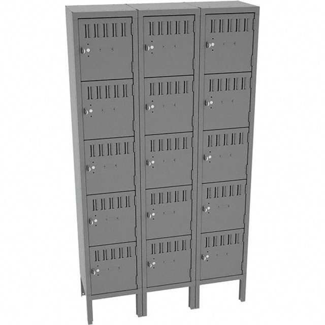 Tennsco BS5-121512-3MGY 3-Wide Locker: 14" Deep,