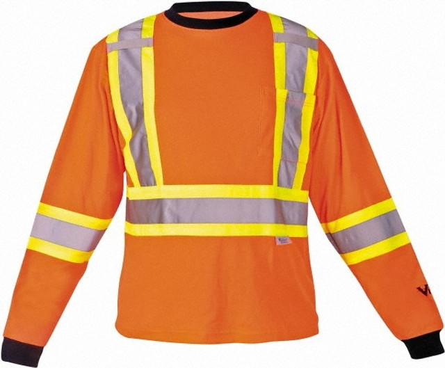 Viking 6015O-XXXL Work Shirt: High-Visibility, 3X-Large, Cotton & Polyester, High-Visibility Orange, 1 Pocket