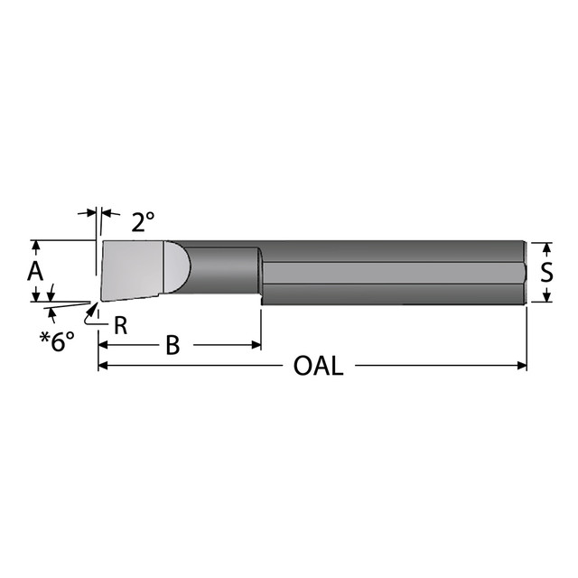 Scientific Cutting Tools B110400RA Corner Radius Boring Bar: 0.11" Min Bore, 0.4" Max Depth, Right Hand Cut, Submicron Solid Carbide