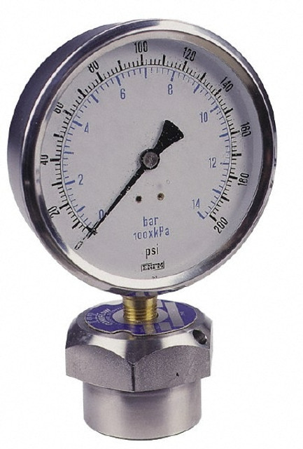 Value Collection 6211425PH 200 Max psi, 4 Inch Dial Diameter, Stainless Steel Pressure Gauge Guard and Isolator