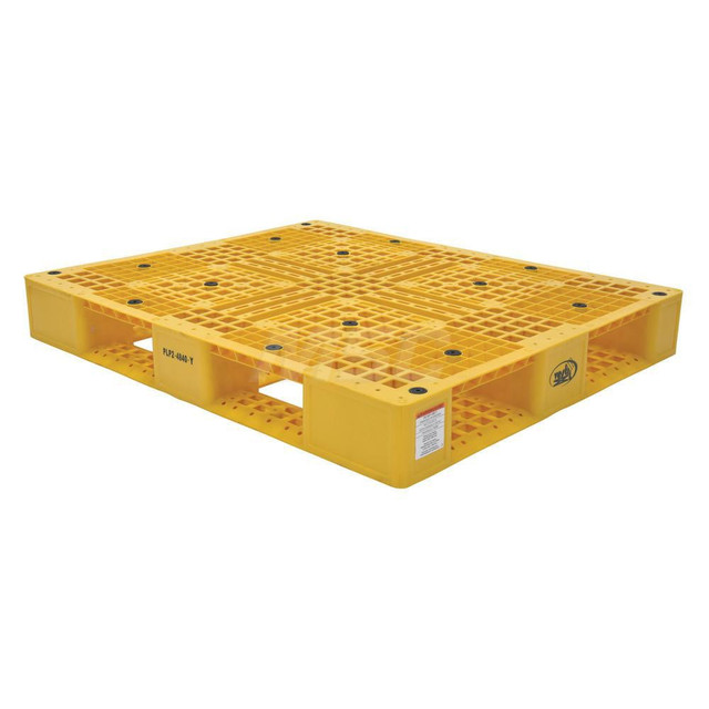 Vestil PLP2-4840-YELLO Pallet: 39.5" Long, 47.38" Wide, 6" High, High-Density Polyethylene