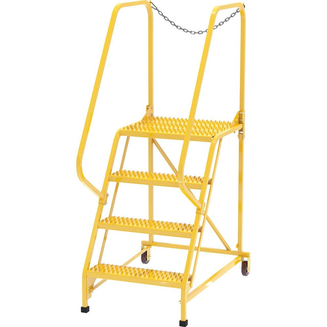 Vestil LAD-MM-4-G-YL Rolling Ladder: Type IA, 40" Platform, 350 lb Capacity, 4 Step, 29-1/2" Base