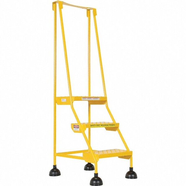 Vestil LAD-3-Y-P 3-Step Ladder: Steel, Type IA