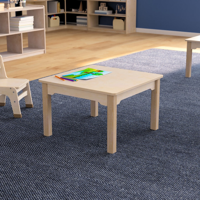 FLASH FURNITURE MKME088007  Bright Beginnings Commercial Grade Wooden Square Preschool Classroom Activity Table, 14-1/2inH x 23-1/2inW x 23-1/2inD, Beech