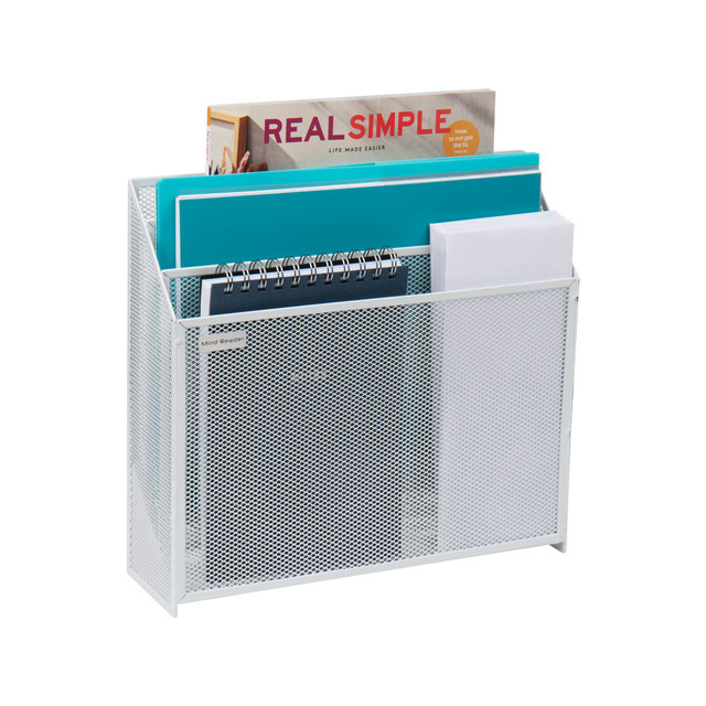 EMS MIND READER LLC Mind Reader LETDIV-WHT  Network Collection 3-Tier Vertical File Storage Basket, Letter Size, 11-1/2inH x 12-1/2inW x 3-3/4inD, White