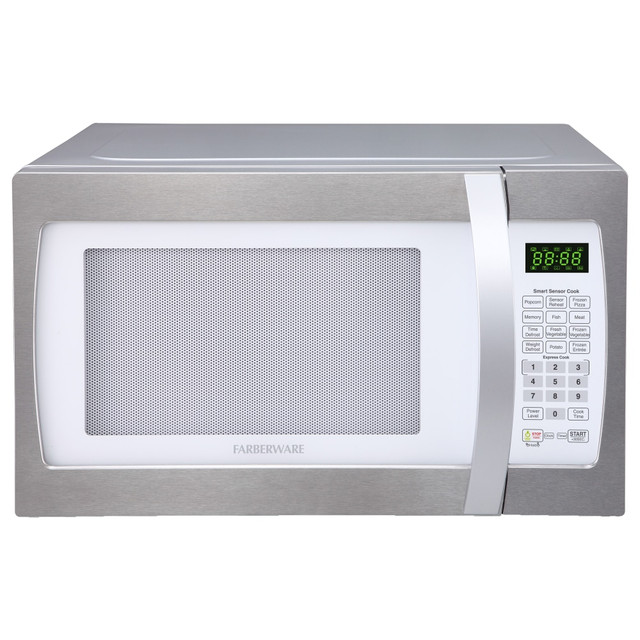 ENGLEWOOD MARKETING LLC FMO13AHTPLE Farberware Professional 1.3 Cu. Ft. 1100-Watt Microwave Oven, White/Platinum
