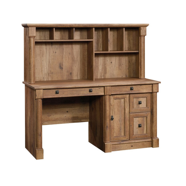 SAUDER WOODWORKING CO. 420713 Sauder Palladia 60inW Computer Desk With Hutch, Vintage Oak SAUDER WOODWORKING CO. 420713 Sauder Palladia 60inW Computer Desk With Hutch, Vintage Oak