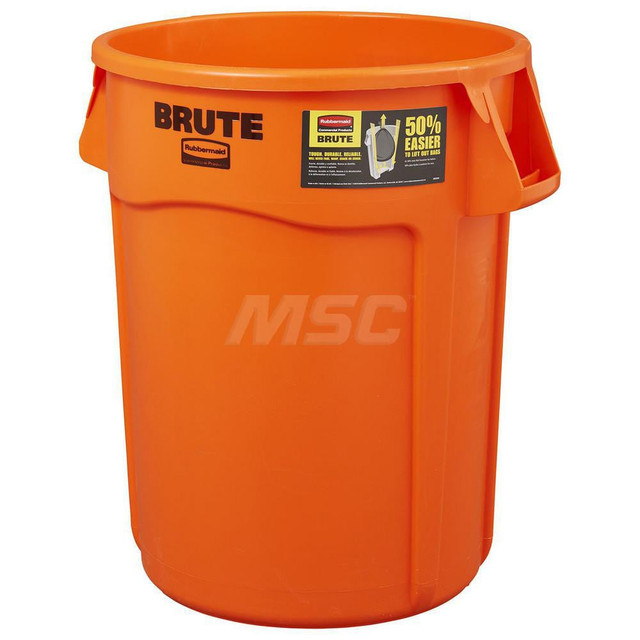 Rubbermaid 2119307 Trash Can: 44 gal, Round, Orange