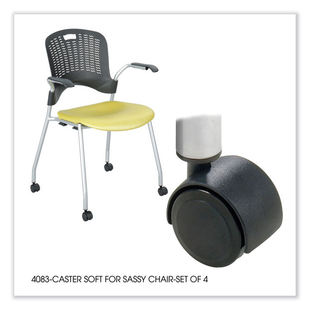SAFCO PRODUCTS 4083BL Sassy Stack Chair Casters, 2.5" Wheel, Black, 4/Set