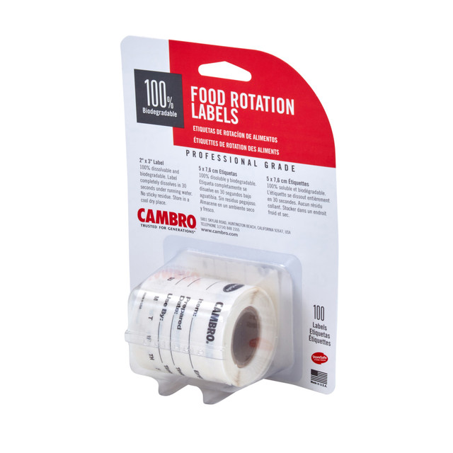 CAMBRO MFG. CO. 23SL Cambro Food Rotation Labels Blister Pack, 23SL, 2inW x 3inD, White, Pack Of 100 Labels