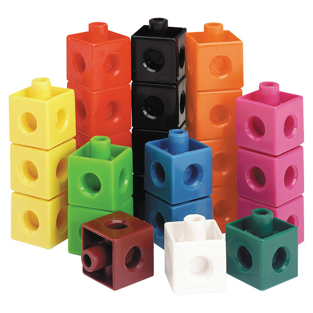 Improve eye-hand coordination while having fun with this set of 100 Learning Resources snap cubes. The bright assorted colors help kids identify different shades and enhance a lively classroom atmosphere. With a snap-on design, these cubes let your students create towers, figures and structures, supporting the development of motor and spatial skills. These Learning Resources snap cubes come with an activity manual for guided use.  100-piece snap cube set offers a fun and engaging classroom activity.  Perfect for designing mini figures and structures.  Hones childrens problem solving, spatial and motor skills.  Each cube measures 3/4in.  Includes 100 snap cubes in assorted colors.