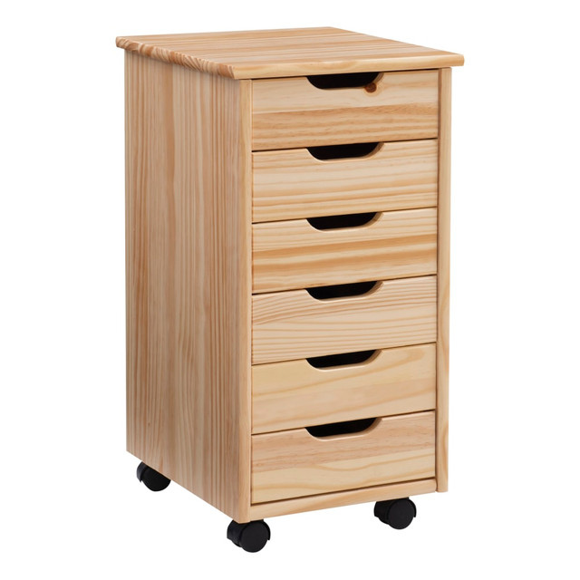 LINON HOME DECOR PRODUCTS, INC OFDP1855 Linon Casimer 6-Drawer Rolling Home Office Storage Cart, Natural LINON HOME DECOR PRODUCTS, INC OFDP1855 Linon Casimer 6-Drawer Rolling Home Office Storage Cart, Natural