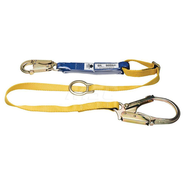 Werner C311203 Lanyards & Lifelines; Load Capacity: 5000lb ; Construction Type: Webbing ; Harness Type: Ladder Climbing ; Lanyard End Connection: Snap Hook ; Anchorage End Connection: Rebar Hook ; Length Ft.: 6.00