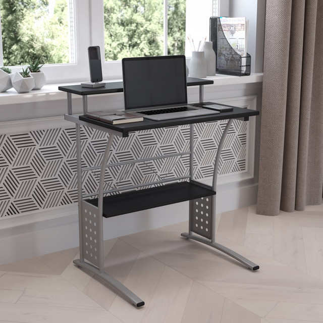 FLASH FURNITURE NAN-CLIFTON-BK-GG Clifton 28inW Computer Desk, Black FLASH FURNITURE NAN-CLIFTON-BK-GG Clifton 28inW Computer Desk, Black