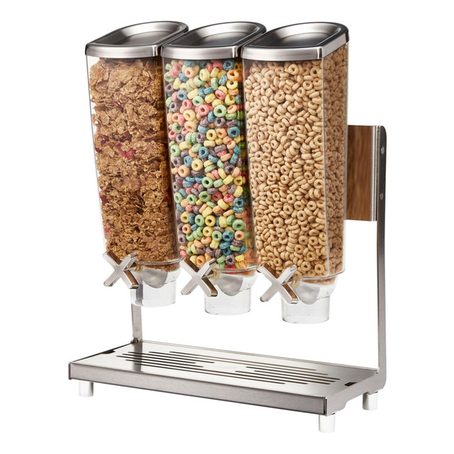 GOLD&LEVY INC. Rosseto Serving Solutions EZP2135  EZ-PRO Dry Food Dispensers, 3-Container, Tabletop Stand With Catch Tray, 384 Oz, Stainless