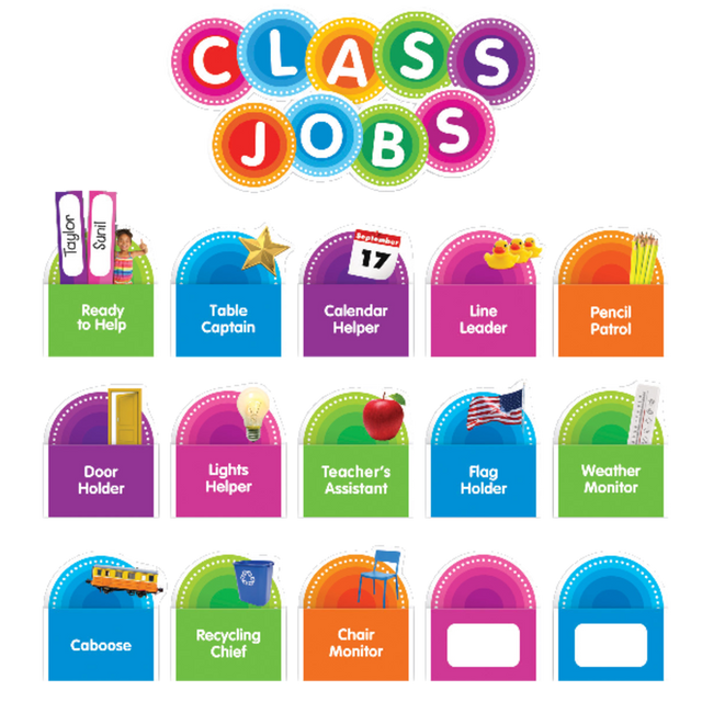 SCHOLASTIC INC 812787 Color Your Classroom Class Jobs Bulletin Board Set, Assorted Colors SCHOLASTIC INC 812787 Color Your Classroom Class Jobs Bulletin Board Set, Assorted Colors