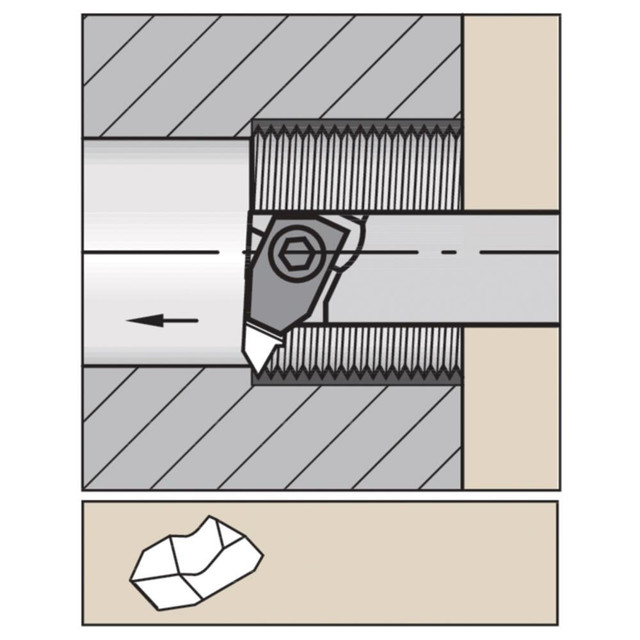 Widia 3641647 Indexable Threading Toolholders; Thread Type: Internal ; Hand of Holder: Right Hand ; Compatible Insert Size Code: 1 ; Shank Width/Diameter (mm): 12.00 ; Toolholder Style: MNNT ; Insert Compatibility: N.1L