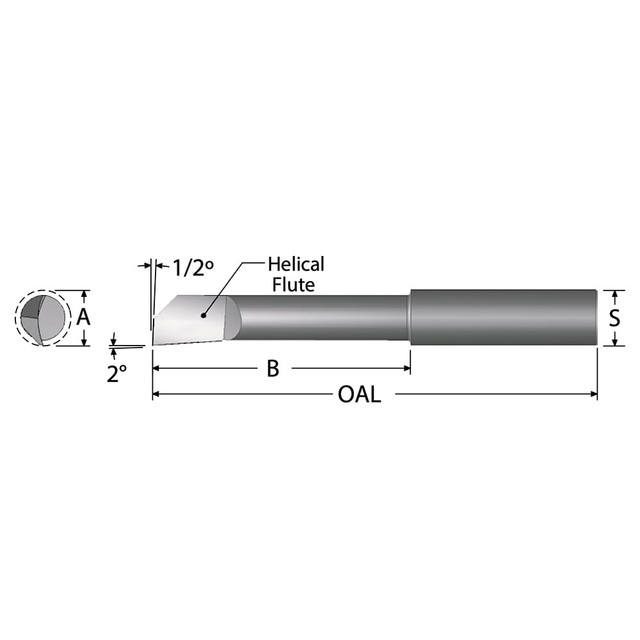 Scientific Cutting Tools HB060375 Helical Boring Bar: 0.06" Min Bore, 3/8" Max Depth, Right Hand Cut, Submicron Solid Carbide