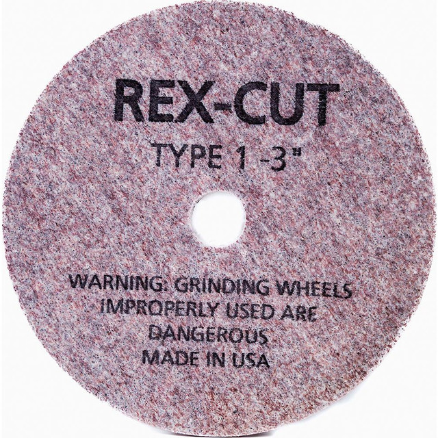 Rex Cut Abrasives 131244 Deburring Wheels; Wheel Diameter (Inch): 3 ; Face Width (Inch): 1/16 ; Center Hole Size (Inch): 3/8 ; Abrasive Material: Aluminum Oxide ; Grade: Medium ; Wheel Type: Type 1