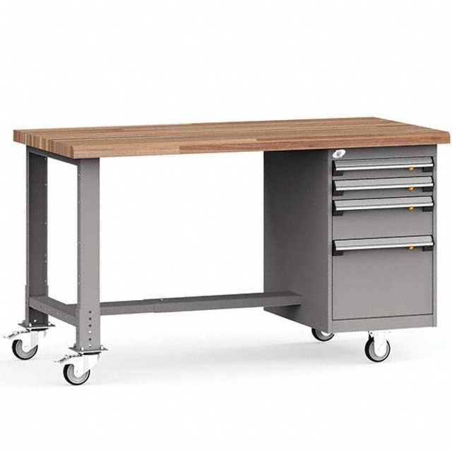 Rousseau Metal LJ2101C-745 Mobile Work Benches; Bench Type: Mobile Workbench ; Work Bench Material: Painted Steel ; Number Of Wheels: 4 ; Wheel Configuration: (4) Swivel with Brakes ; Caster: 4