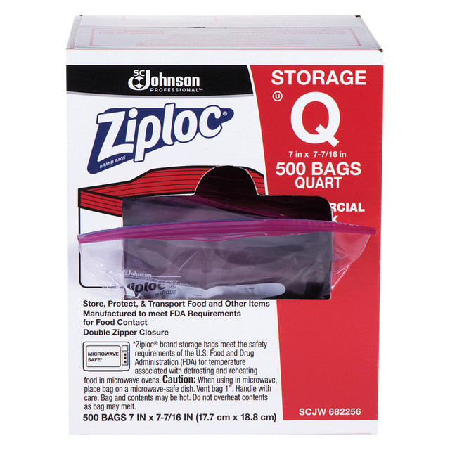 S.C. JOHNSON & SON, INC. 94601 Ziploc Storage Bags, 1 Qt, Box Of 500 Bags