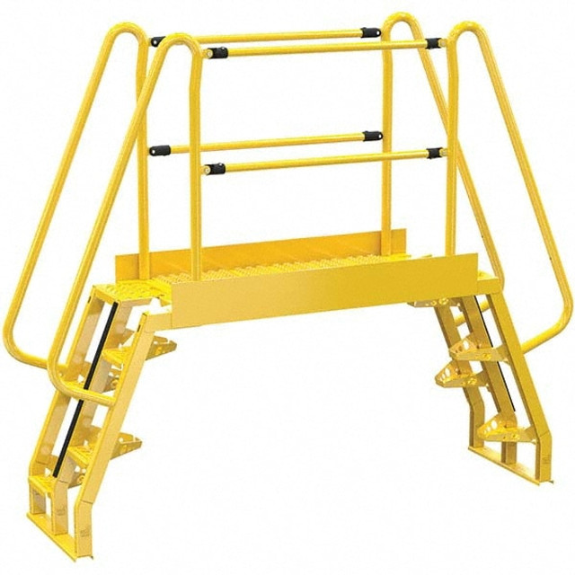 Vestil COLA-3-68-56 5-Step Steel Crossover Bridge Platform: 350 lb Capacity, 20-1/16" Wide, 49.38" Deep, 37-3/4" High