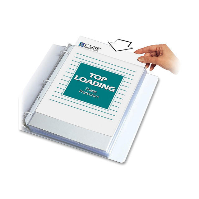 CLINE PRODUCTS INC 62048 C-Line Polypropylene Top-Loading Sheet Protectors, 8 1/2in x 11in, Standard Weight, Nonglare, Box Of 100 CLINE PRODUCTS INC 62048 C-Line Polypropylene Top-Loading Sheet Protectors, 8 1/2in x 11in, Standard Weight, Nonglare, Box Of 100
