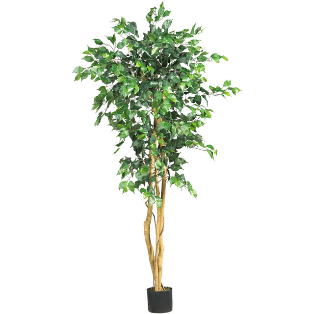 NEARLY NATURAL INC. 5208 Nearly Natural 5ftH Artificial Ficus Tree With Pot, Green/Black