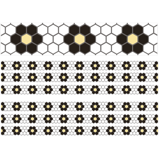 EDUCATORS RESOURCE EU-845671-6 Eureka School Deco Trim, The Hive Floral Mosaic, 37' Per Pack, Set Of 6 Packs