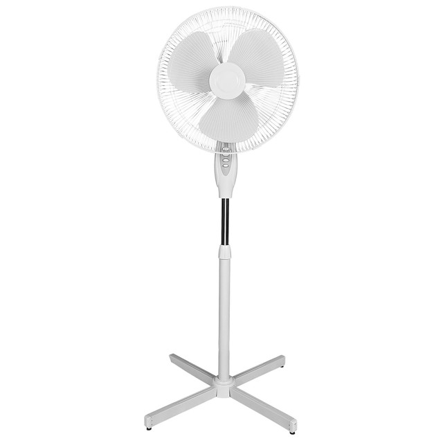 OPTIMUS ENTERPRISE, INC. 99592741M Optimus 16in Adjustable Oscillating Stand Fan, White OPTIMUS ENTERPRISE, INC. 99592741M Optimus 16in Adjustable Oscillating Stand Fan, White