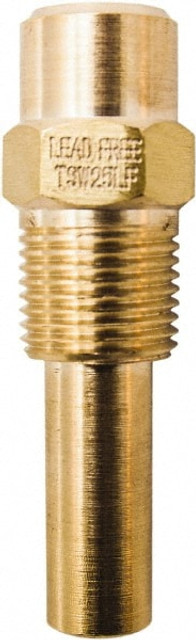 Winters TSW25LF 2 Inch Overall Length, 1/2 Inch Thread, Brass Thermowell