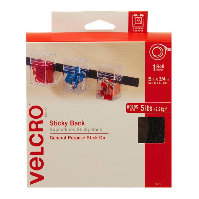 VELCRO USA INC 90276B VELCRO Brand STICKY BACK Tape Roll, 3/4in x 15ft, Black VELCRO USA INC 90276B VELCRO Brand STICKY BACK Tape Roll, 3/4in x 15ft, Black