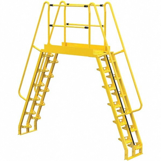 Vestil COLA-7-68-56 12-Step Steel Crossover Bridge Platform: 350 lb Capacity, 20-1/16" Wide, 49.38" Deep, 84-1/4" High