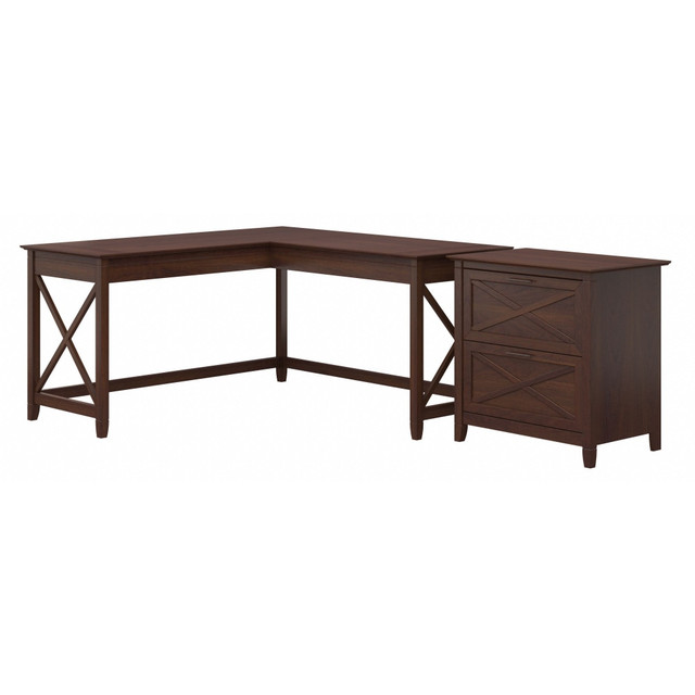 BUSH INDUSTRIES INC. KWS014BC Bush Business Furniture Key West 60inW L-Shaped Corner Desk With Lateral File Cabinet, Bing Cherry, Standard Delivery BUSH INDUSTRIES INC. KWS014BC Bush Business Furniture Key West 60inW L-Shaped Corner Desk With Lateral File Cabinet, Bing Cherry, Standard Delivery