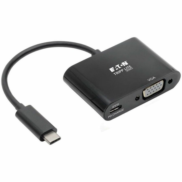 Effortless charging. With USB-C with Power Delivery, keep your device charged while simultaneously using the adapter, ensuring uninterrupted productivity and entertainment.  Wide compatibility. Thanks to DisplayPort Alt Mode and support for Thunderbolt 3, this adapter offers wide compatibility with a range of devices, making it a versatile addition to your tech toolkit.  Seamless connectivity. The USB-C to VGA Adapter w/PD Charging bridges the gap between your USB-C equipped device and VGA displays, offering a seamless connection for displaying your content on a larger screen.  Durable design. Nickel-plated connectors and a robust cable design ensure durability and reliability, making it an ideal companion for both professional and personal use.