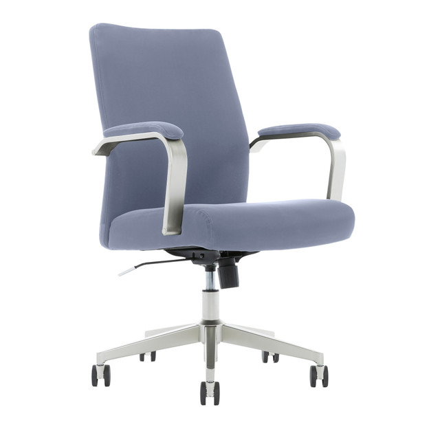 OFFICE DEPOT Serta 51375  SitTrue Devara Faux Leather Mid-Back Manager Chair, Light Blue