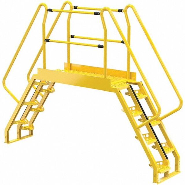 Vestil COLA-4-56-56 7-Step Steel Crossover Bridge Platform: 350 lb Capacity, 20-1/16" Wide, 49.38" Deep, 48-3/8" High