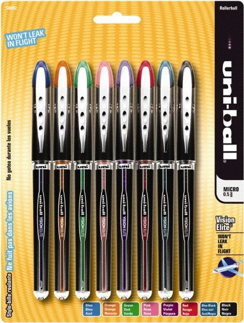 Uni-Ball 58092PP Stick Pen: 0.8 mm Tip, Black, Blue, Green, Orange, Pink, Purple & Red Ink