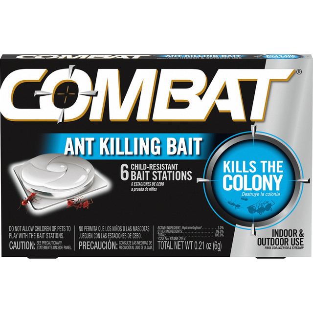 THE DIAL CORPORATION 45901 Combat Bait Stations Ant Killer - Ants - 0.21 oz - Black, Silver - 6 / Box